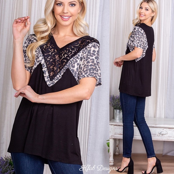 ❤️LAST 2! V Neck Animal Print Contrast Knit Top! - Picture 2 of 12